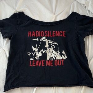 Brandy Melville Black Crop Top with Red and White Graphic